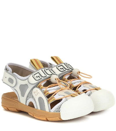 Shop Gucci Leather And Mesh Sandals In White