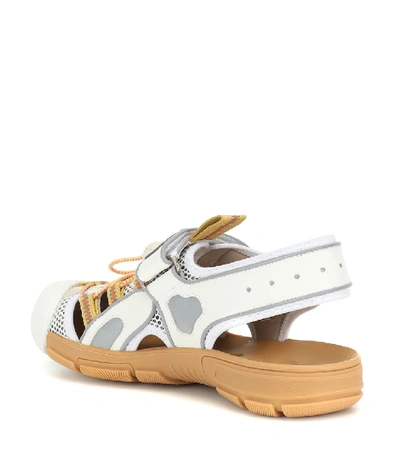 Shop Gucci Leather And Mesh Sandals In White