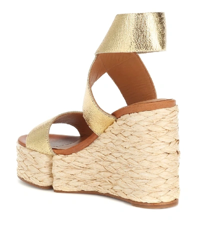 Shop Clergerie Aurore Leather Wedge Sandals In Gold