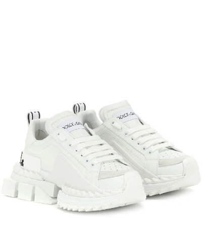 Shop Dolce & Gabbana Super Queen Leather Sneakers In White