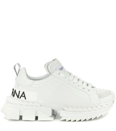 Shop Dolce & Gabbana Super Queen Leather Sneakers In White