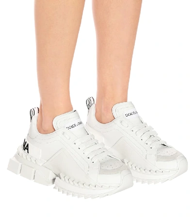 Dolce & Gabbana Super Queen Leather Sneakers In White | ModeSens