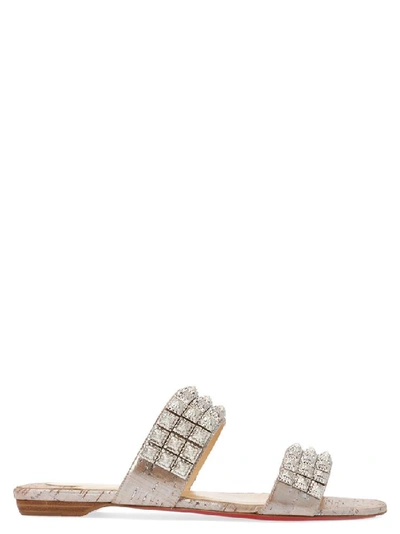 Shop Christian Louboutin Myriadiam Flat Sandals In Silver