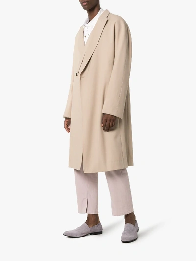 Shop Haider Ackermann Single Button Wool Trench Coat In Camel