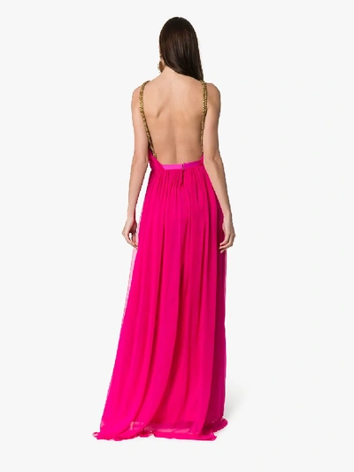 Shop Haney Emeline Halterneck Silk Maxi Dress In Pink