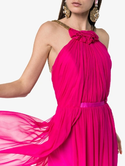 Shop Haney Emeline Halterneck Silk Maxi Dress In Pink