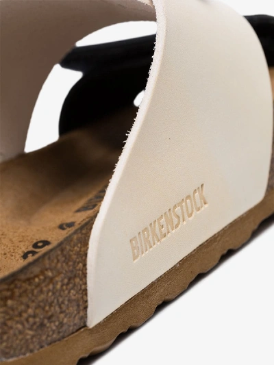 Shop Rick Owens X Birkenstock Black Velcro Strap Leather Sandals