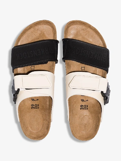 Shop Rick Owens X Birkenstock Black Velcro Strap Leather Sandals