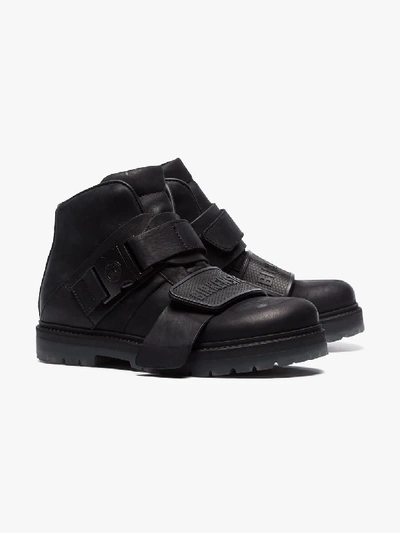 Shop Rick Owens X Birkenstock Black Rotterhiker Flat Leather Boots In 99 Black