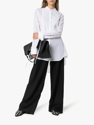 Shop Ann Demeulemeester Tie Sleeve Bib Front Cotton Shirt In White