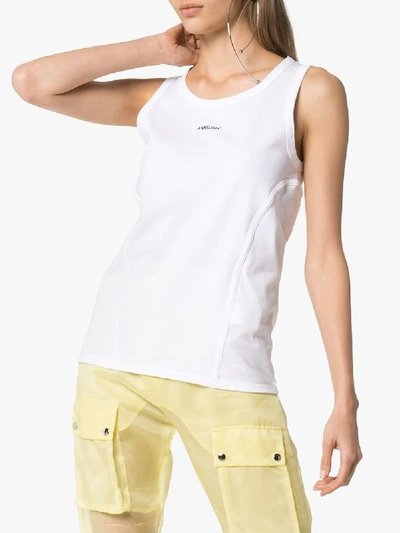 Shop Ambush Waves Logo Print Sleeveless Cotton T-shirt In White