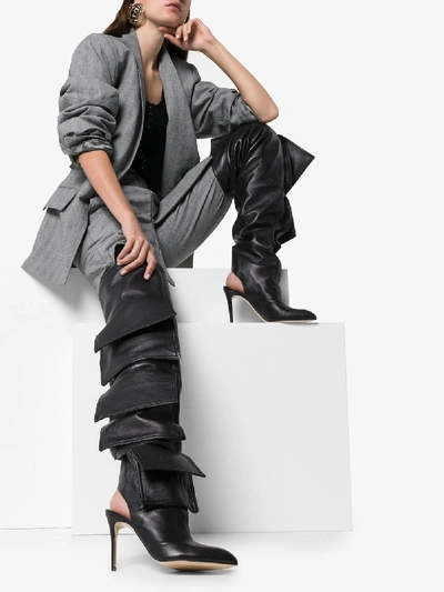 Shop Natasha Zinko Black 100 Thigh-high Leather Boots