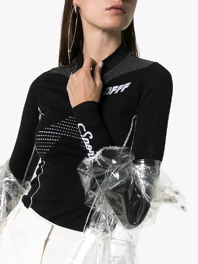 Shop Off-white Long-sleeved Athletic Fit Logo Top In Black