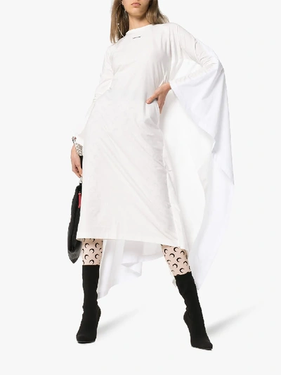 Shop Ambush Waves Long-sleeved Cape Detail Cotton Kimono Dress In White