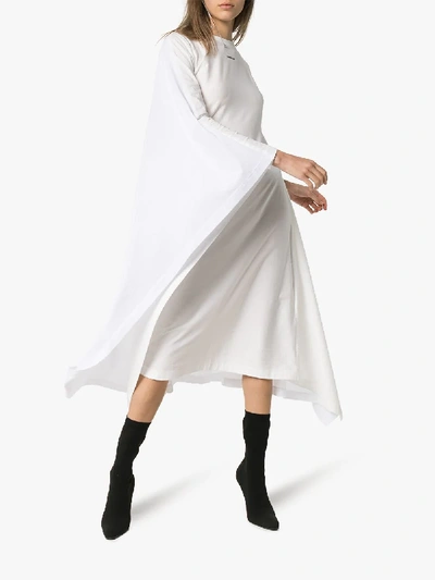 Shop Ambush Waves Long-sleeved Cape Detail Cotton Kimono Dress In White