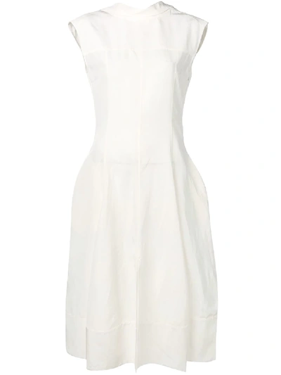 Shop Jil Sander Round Neck Midi Dress - White
