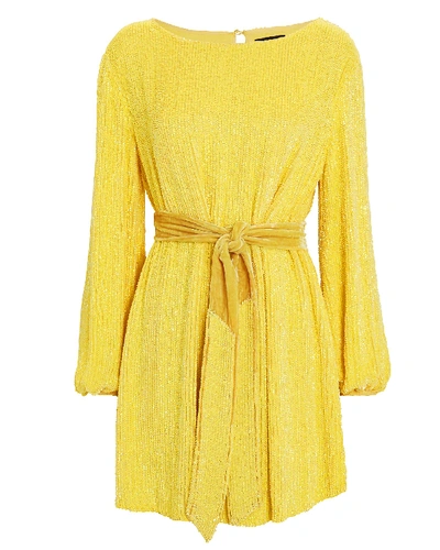 Shop Retroféte Retrofête Grace Sequin Mini Dress In Yellow