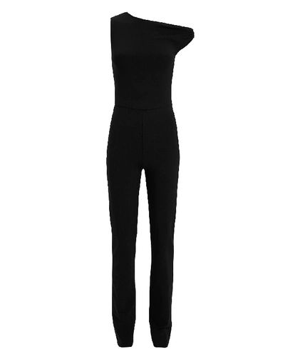 Shop Atlein One Shoulder Twist Jumpsuit In Black