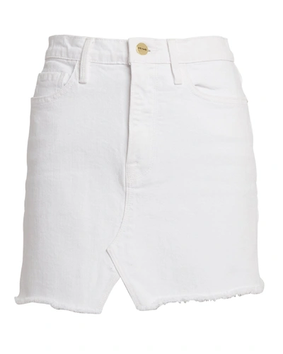 Shop Frame Le Mini Denim Skirt In Blanc