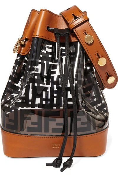 Shop Fendi Mon Trésor Medium Printed Pvc And Leather Bucket Bag In Black