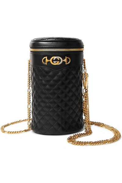Shop Gucci Quilted Leather Belt Bag In Black