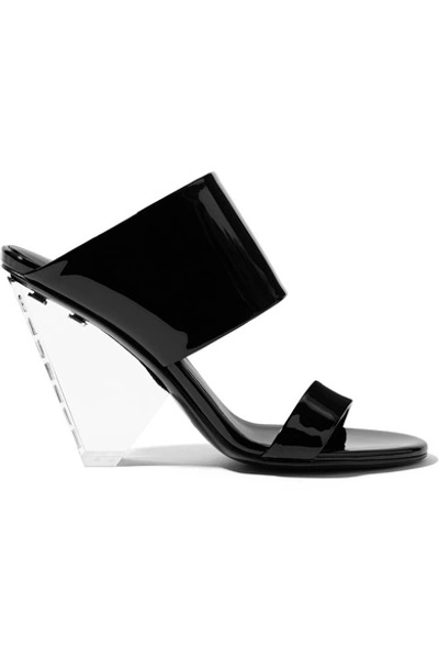 Shop Balmain Lory Patent-leather And Perspex Sandals In Black