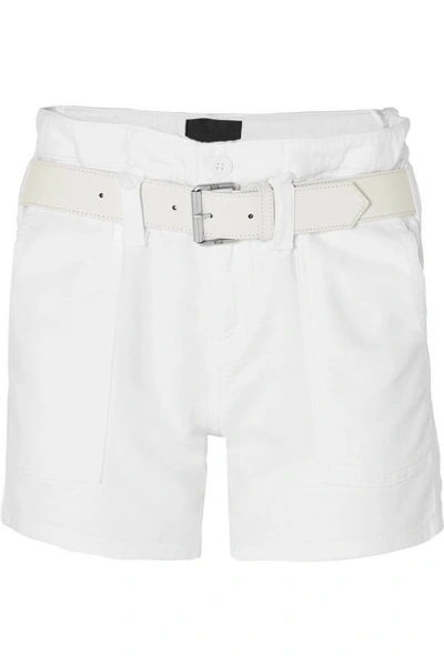 Shop Rta Saint Belted Denim Shorts In White