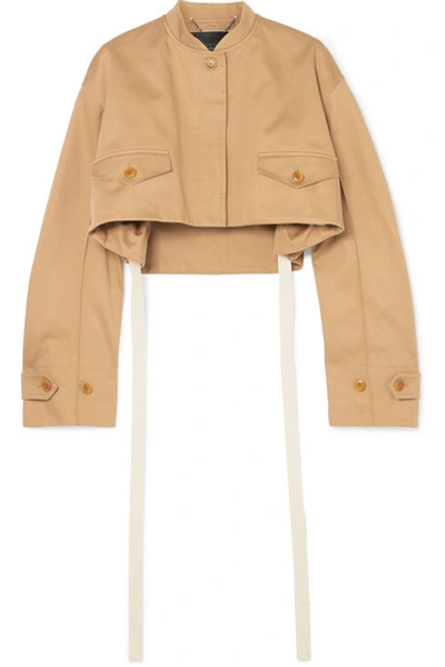 Shop Givenchy Cropped Cotton-drill Bomber Jacket In Beige