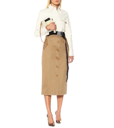 Shop Givenchy Cotton-twill Midi Skirt In Beige