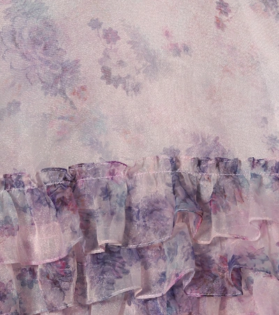 Shop Costarellos Floral Silk-organza Minidress In Purple