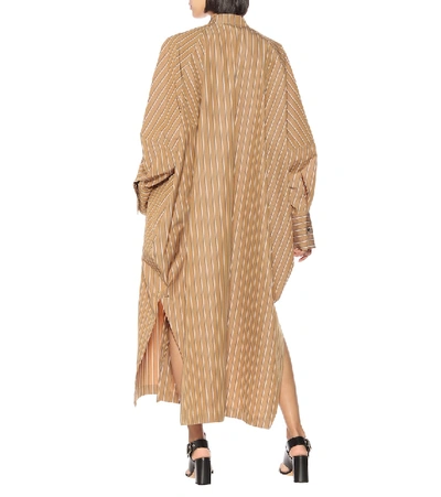 Shop Jil Sander Striped Cotton Shirt Dress In Brown