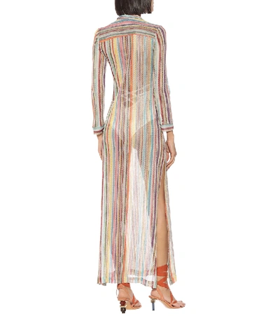Shop Missoni Striped Metallic Knit Maxi Dress In Multicoloured