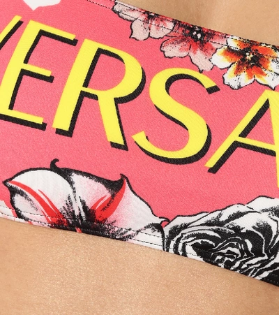 Shop Versace Printed Bikini Top In Multicoloured