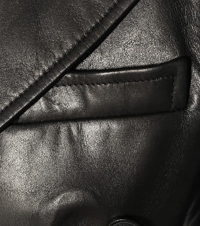 Shop Balenciaga Hourglass Leather Coat In Black