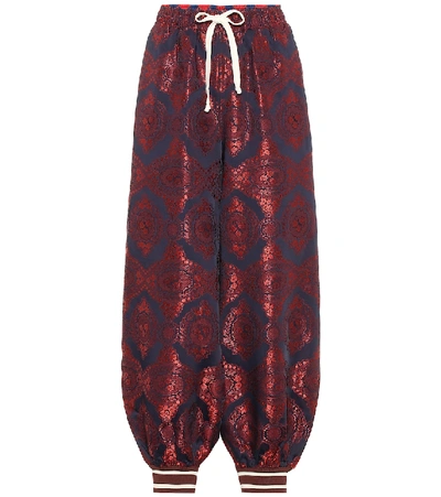 Shop Gucci Silk-twill Trackpants In Red