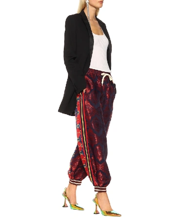 Shop Gucci Silk-twill Trackpants In Red