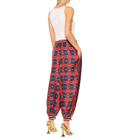 Shop Gucci Silk-twill Trackpants In Red