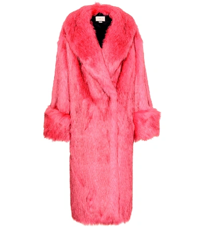 Shop Gucci Faux Fur Coat In Pink