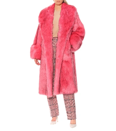 Shop Gucci Faux Fur Coat In Pink