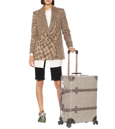 Shop Gucci X Globe-trotter Carry-on Suitcase In Beige