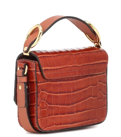 Shop Chloé C Mini Leather Shoulder Bag In Brown
