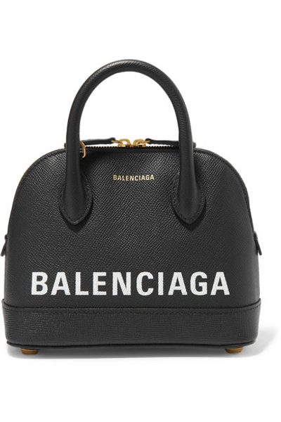Shop Balenciaga Ville Xxs Aj Printed Textured-leather Tote In Black