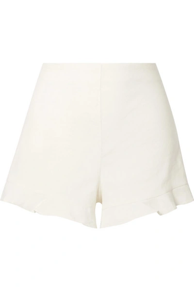 Shop Alice And Olivia London Ruffled Linen-blend Shorts