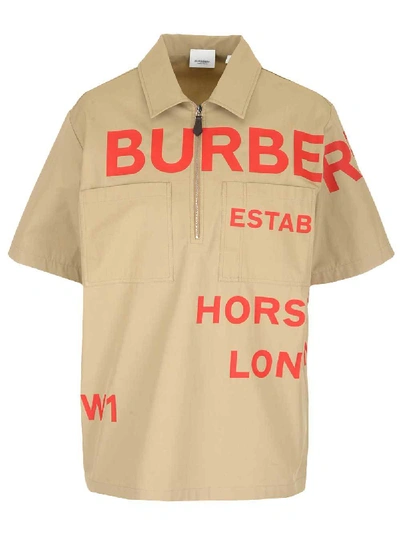 Shop Burberry Horseferry Print Shirt In Beige