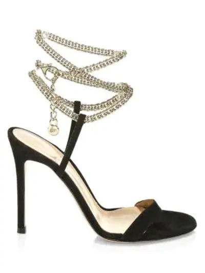 Shop Gianvito Rossi Women's Debbie Chain Leather Sandals In Black