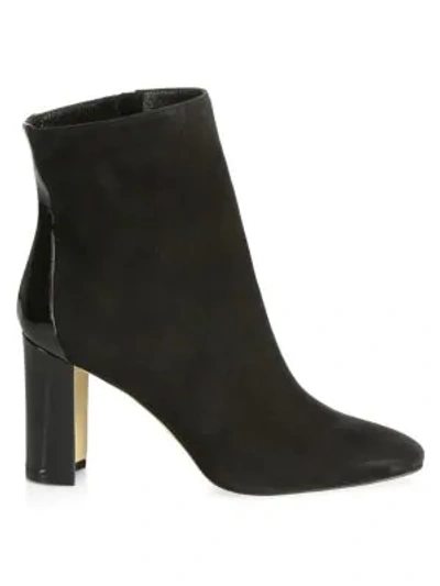 Shop Manolo Blahnik Women's Rosie Suede & Patent Leather Ankle Boots In Black