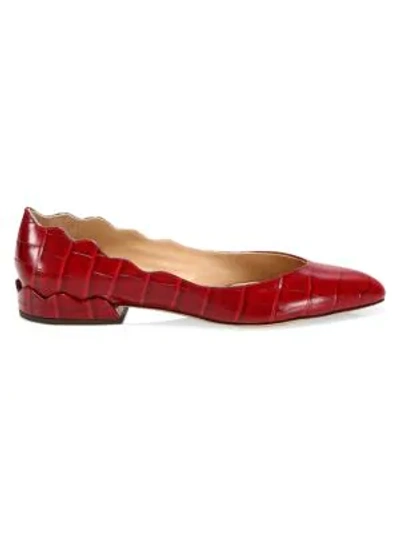 Shop Chloé Women's Laurena Croc-embossed Leather Ballet Flats In Blooming Red