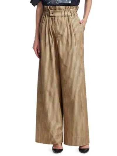 Shop Tre By Natalie Ratabesi Louise Pinstriped Wide Leg Pants In Tan