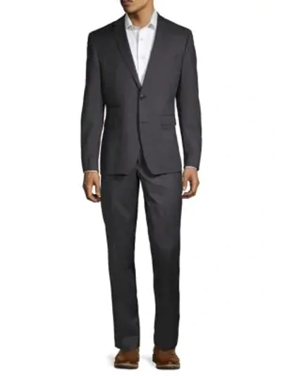 Shop Vince Camuto Windowpane Slim-fit Suit In Black Plaid