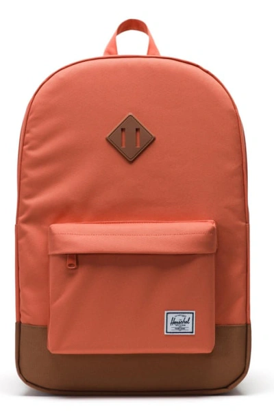 Shop Herschel Supply Co Heritage Backpack - Orange In Apricot Brandy/ Saddle Brown